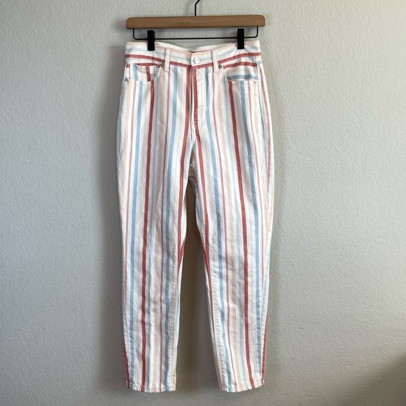 American Eagle High Rise Retro Stripe Mom Jean Pants Size 2 Short - Picture 2 of 11